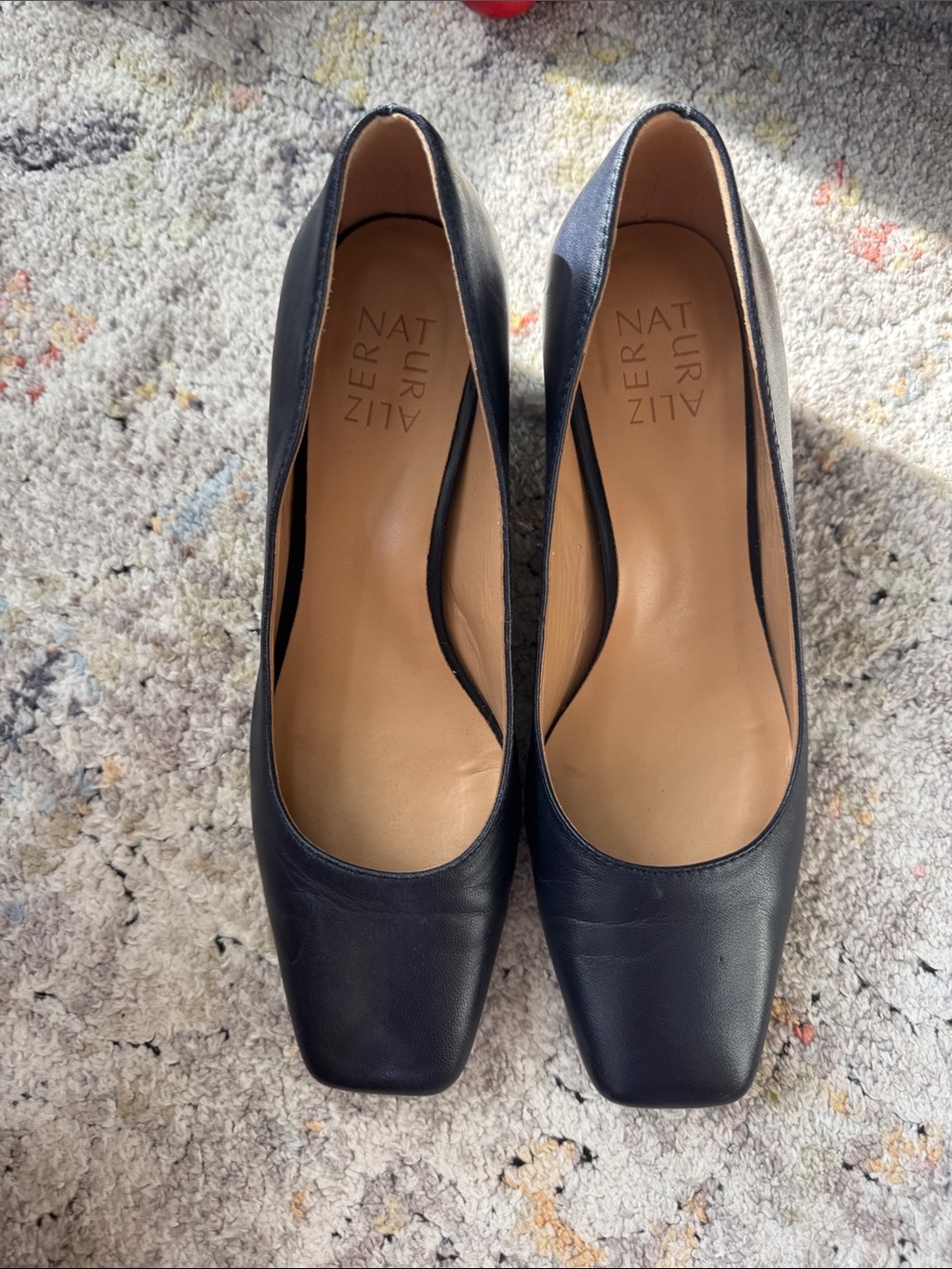 Naturalizer Navy Square-Toe Leather Pumps